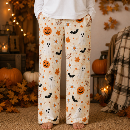 Halloween Unisex Straight Pajama Pants, Cozy Spooky Season Lounge Pants, Halloween Gift For Him And Her THUC99
