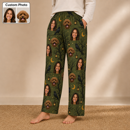 Custom Photo Pet Dog Face Halloween Unisex Pajama Pants Gift For Dog Lover THUC99