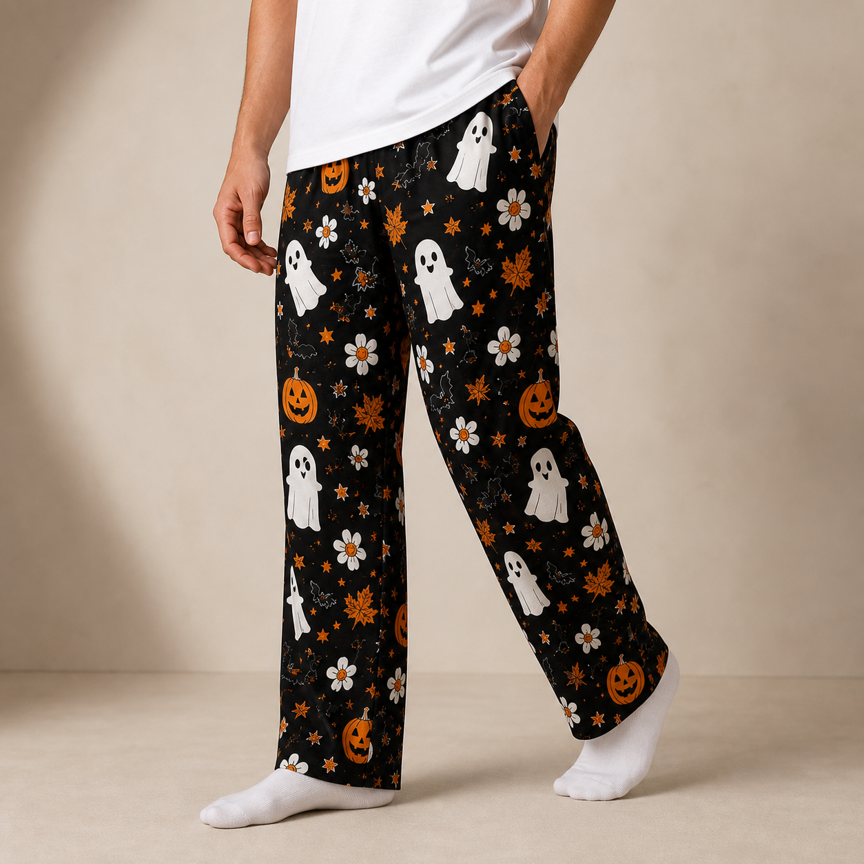 Halloween Unisex Straight Pajama Pants, Spooky All Over Print Sleepwear, Funny Halloween Gift For Men And Women THUC99