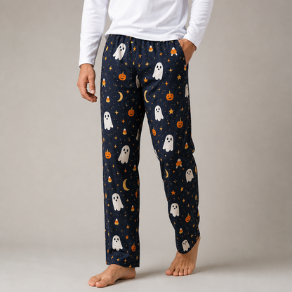 Halloween Unisex Straight Pajama Pants, Pumpkin Ghost Spooky Sleepwear, Cute Halloween Gift For Family And Friends THUC99