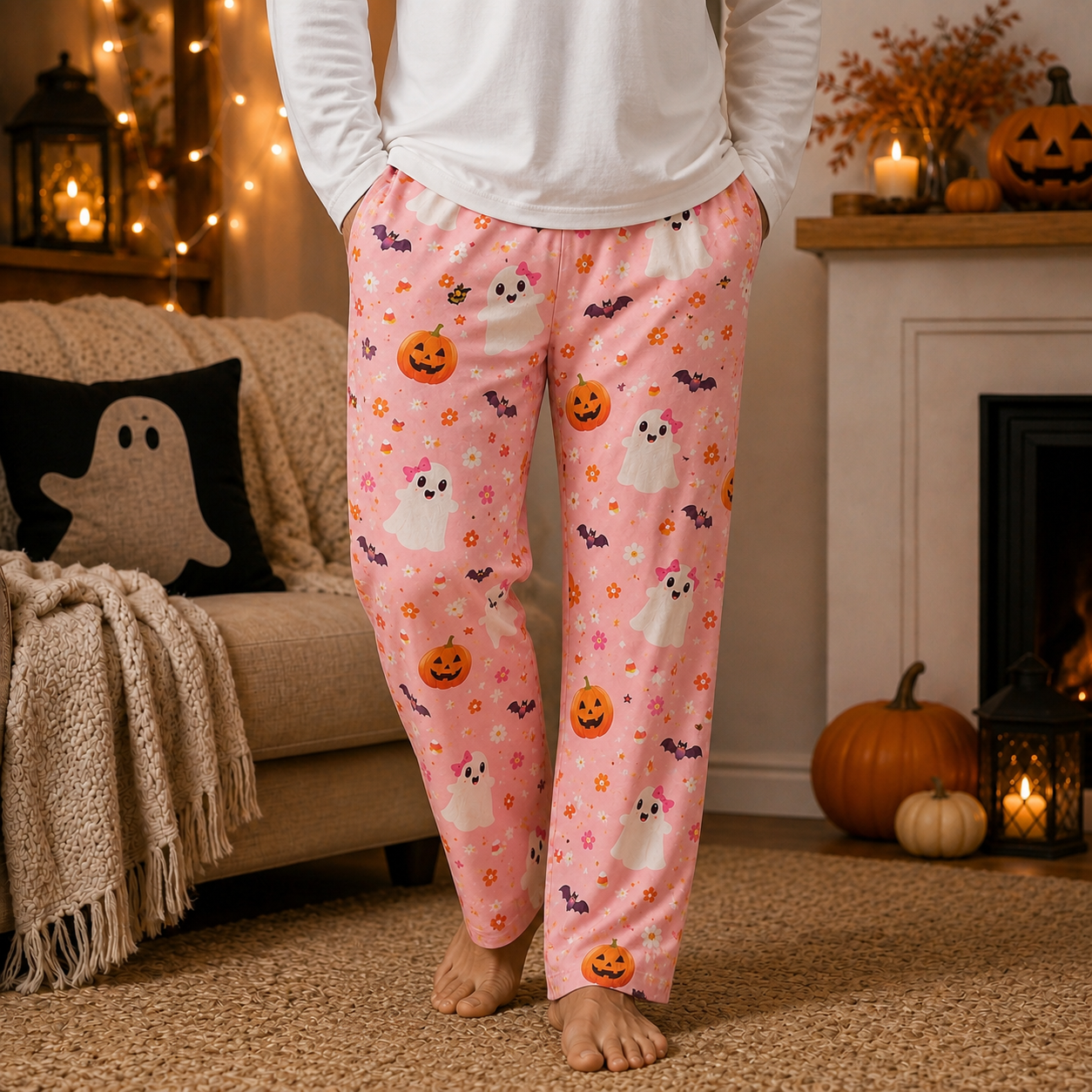 Halloween Unisex Straight Pajama Pants, Full Length Horror Pajama Bottoms, Unique Gift For Men And Women THUC99