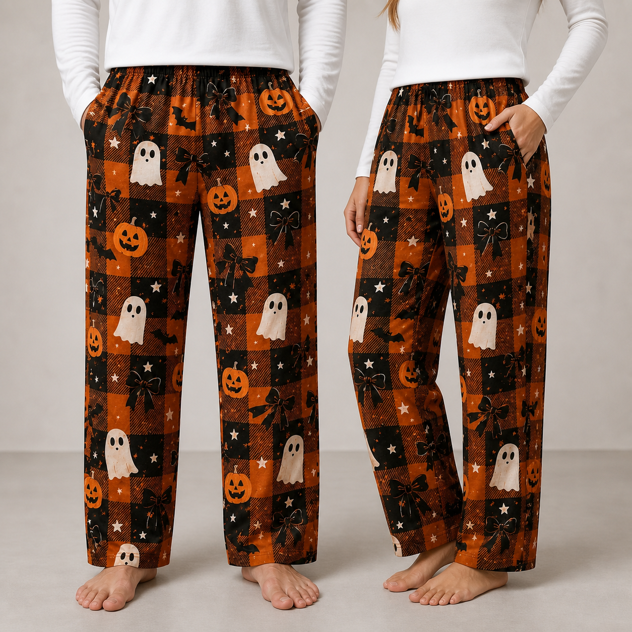 Halloween Unisex Straight Pajama Pants, Scary Cute All Over Print Sleep Pants, Halloween Gift For Him Her And Friends THUC99