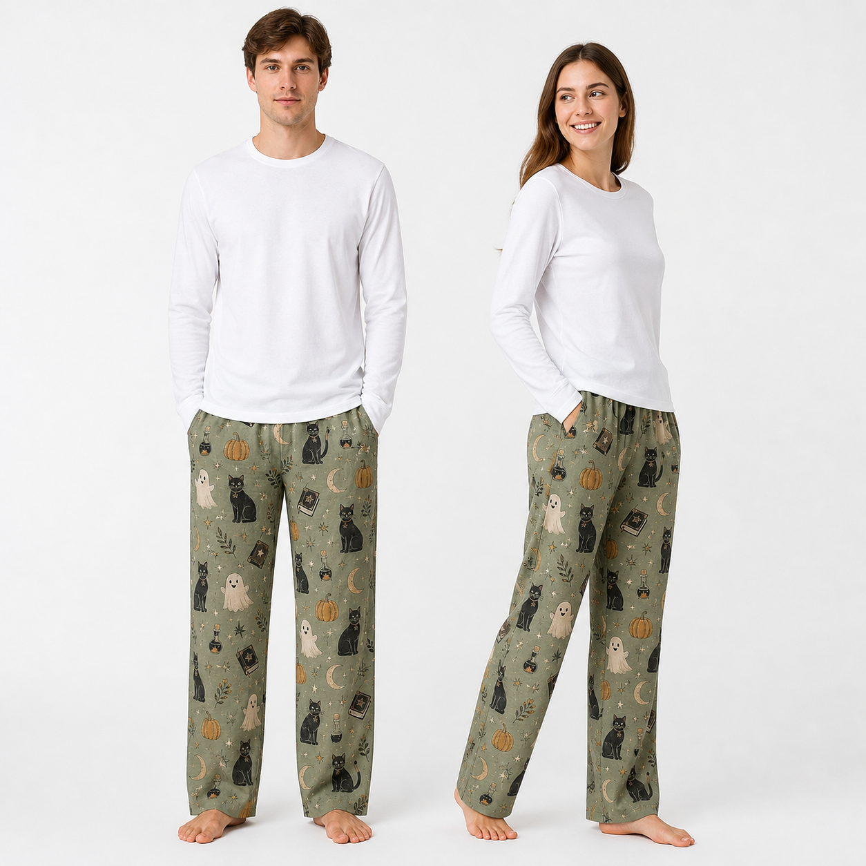 Halloween Unisex Straight Pajama Pants, Festive Halloween Lounge Bottoms, Cozy Gift For Spooky Season Lovers THUC99