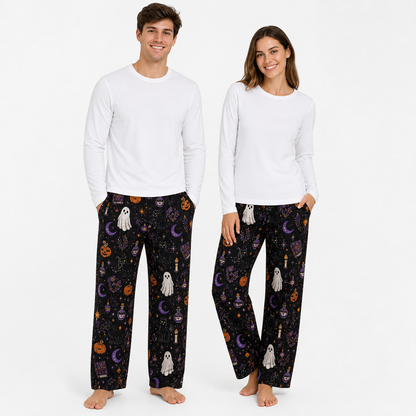 Halloween Unisex Straight Pajama Pants, Spooky Night Lounge Sleepwear, Halloween Gift For Couples And Adults THUC99
