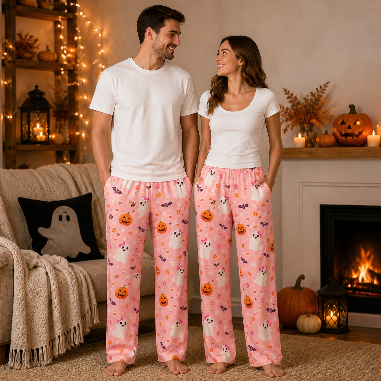Halloween Unisex Straight Pajama Pants, Full Length Horror Pajama Bottoms, Unique Gift For Men And Women THUC99
