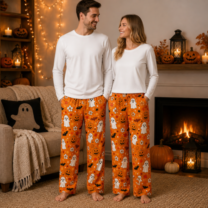 Halloween Unisex Straight Pajama Pants, Creepy Cute All Over Print PJs, Fun Gift For Friends And Family THUC99