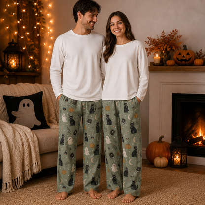 Halloween Unisex Straight Pajama Pants, Festive Halloween Lounge Bottoms, Cozy Gift For Spooky Season Lovers THUC99