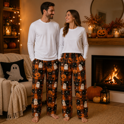 Halloween Unisex Straight Pajama Pants, Scary Cute All Over Print Sleep Pants, Halloween Gift For Him Her And Friends THUC99