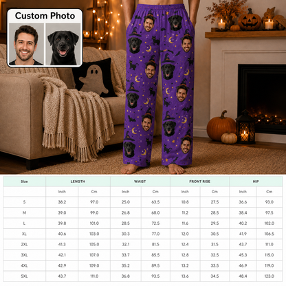 Custom Photo Face And Dog Halloween Funny Unisex Sleep Pants For Pet Owner Dog Lover THUC99