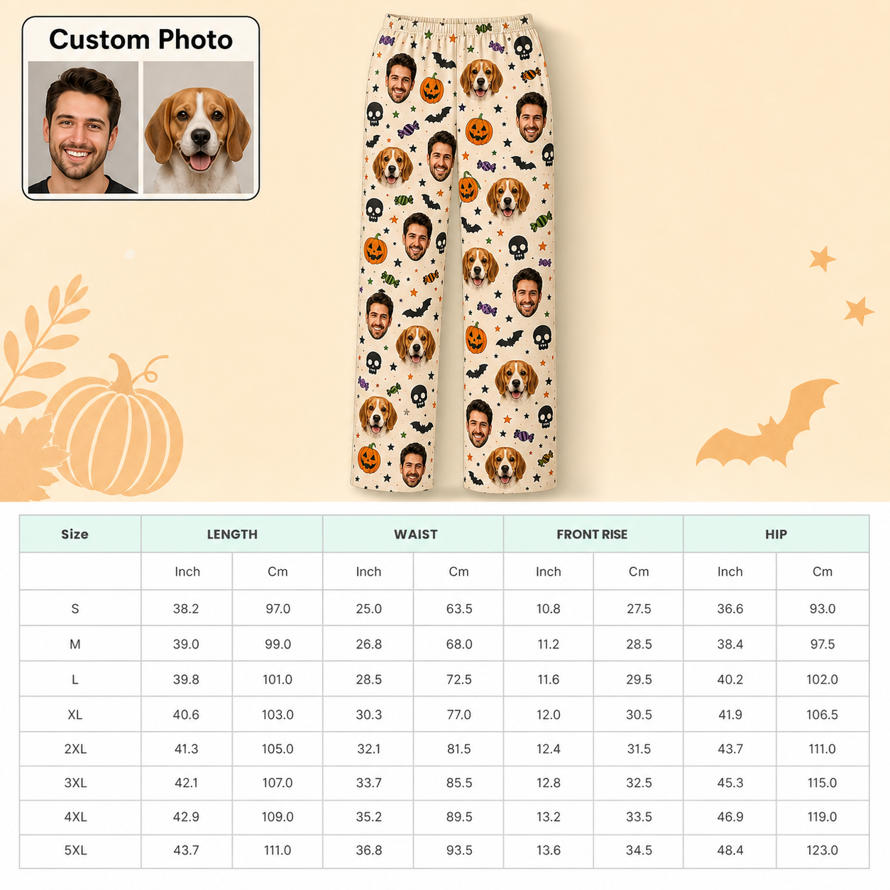 Custom Photo Dog And Owner Face Halloween Personalized Pajama Pants For Dog Lover THUC99