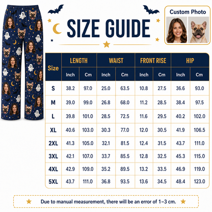 Custom Photo Dog And Human Face Halloween Straight Leg Pajama Pants For Pet Lover THUC99