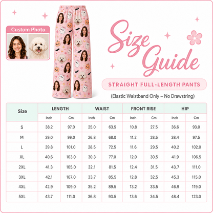 Custom Photo Face With Dog Halloween Unisex Straight Leg Pajama Pants For Pet Lover THUC99