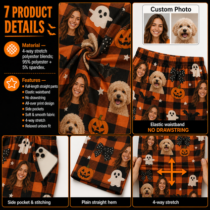 Custom Photo Face And Pet Dog Halloween Personalized Pajama Pants Gift For Dog Lover THUC99