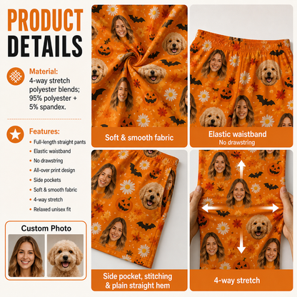 Custom Photo Face And Dog Halloween Funny Unisex Sleep Pants For Pet Owner Dog Lover THUC99