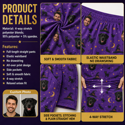 Custom Photo Face And Dog Halloween Funny Unisex Sleep Pants For Pet Owner Dog Lover THUC99