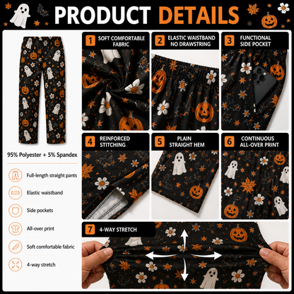 Halloween Unisex Straight Pajama Pants, Spooky All Over Print Sleepwear, Funny Halloween Gift For Men And Women THUC99