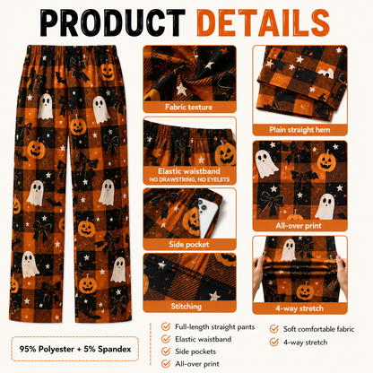Halloween Unisex Straight Pajama Pants, Scary Cute All Over Print Sleep Pants, Halloween Gift For Him Her And Friends THUC99