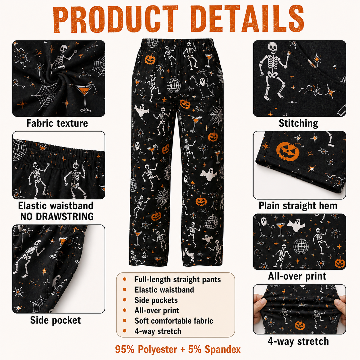 Halloween Unisex Straight Pajama Pants, Festive Halloween Lounge Bottoms, Cozy Gift For Spooky Season Lovers THUC99