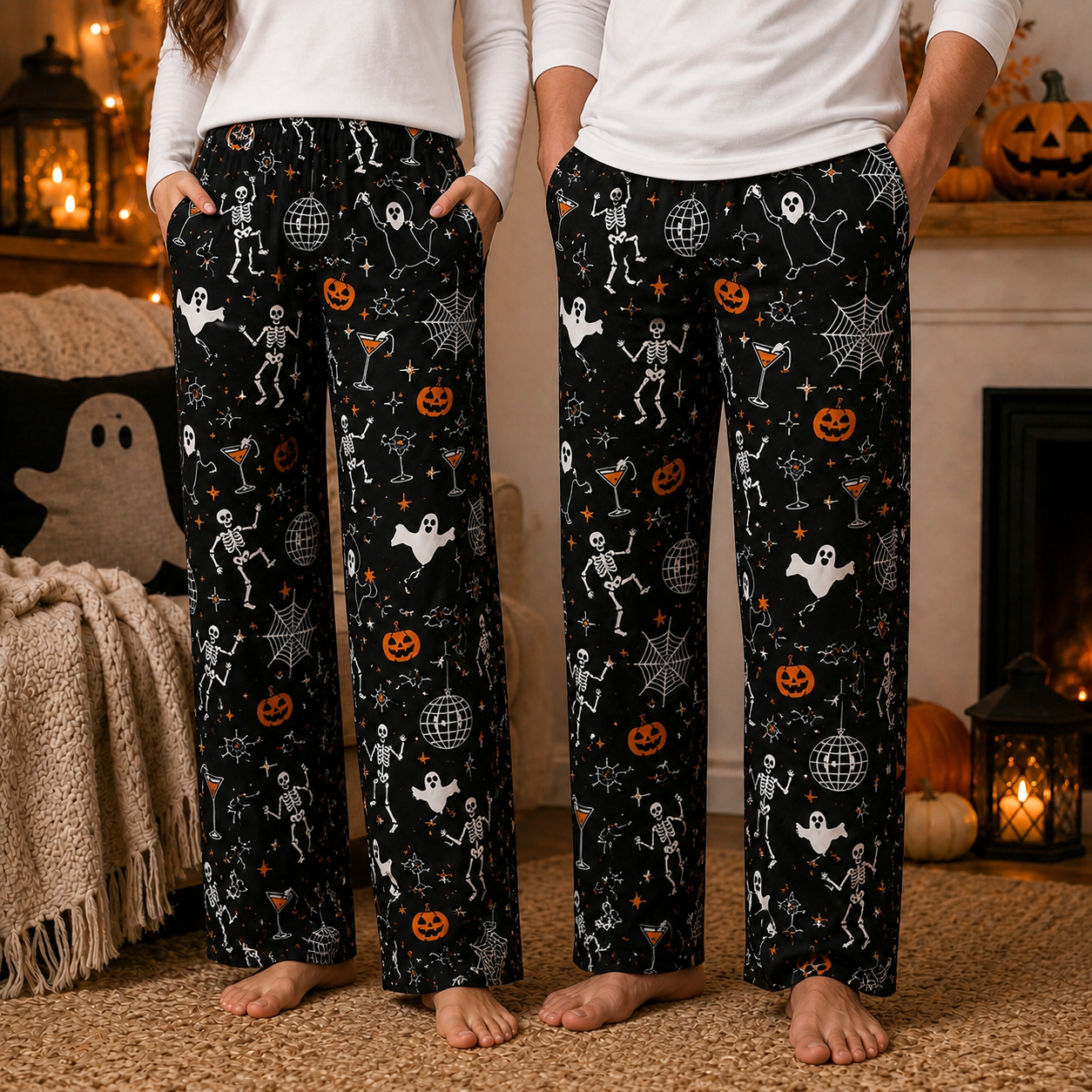 Halloween Unisex Straight Pajama Pants, Festive Halloween Lounge Bottoms, Cozy Gift For Spooky Season Lovers THUC99