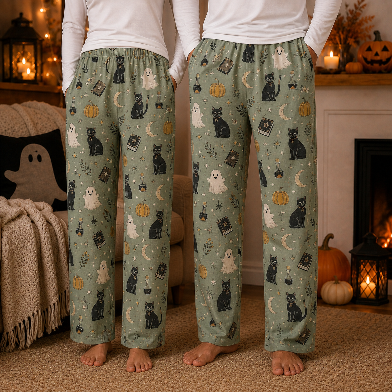 Halloween Unisex Straight Pajama Pants, Festive Halloween Lounge Bottoms, Cozy Gift For Spooky Season Lovers THUC99