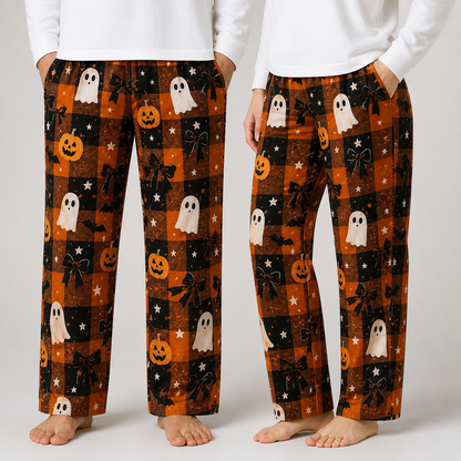Halloween Unisex Straight Pajama Pants, Scary Cute All Over Print Sleep Pants, Halloween Gift For Him Her And Friends THUC99