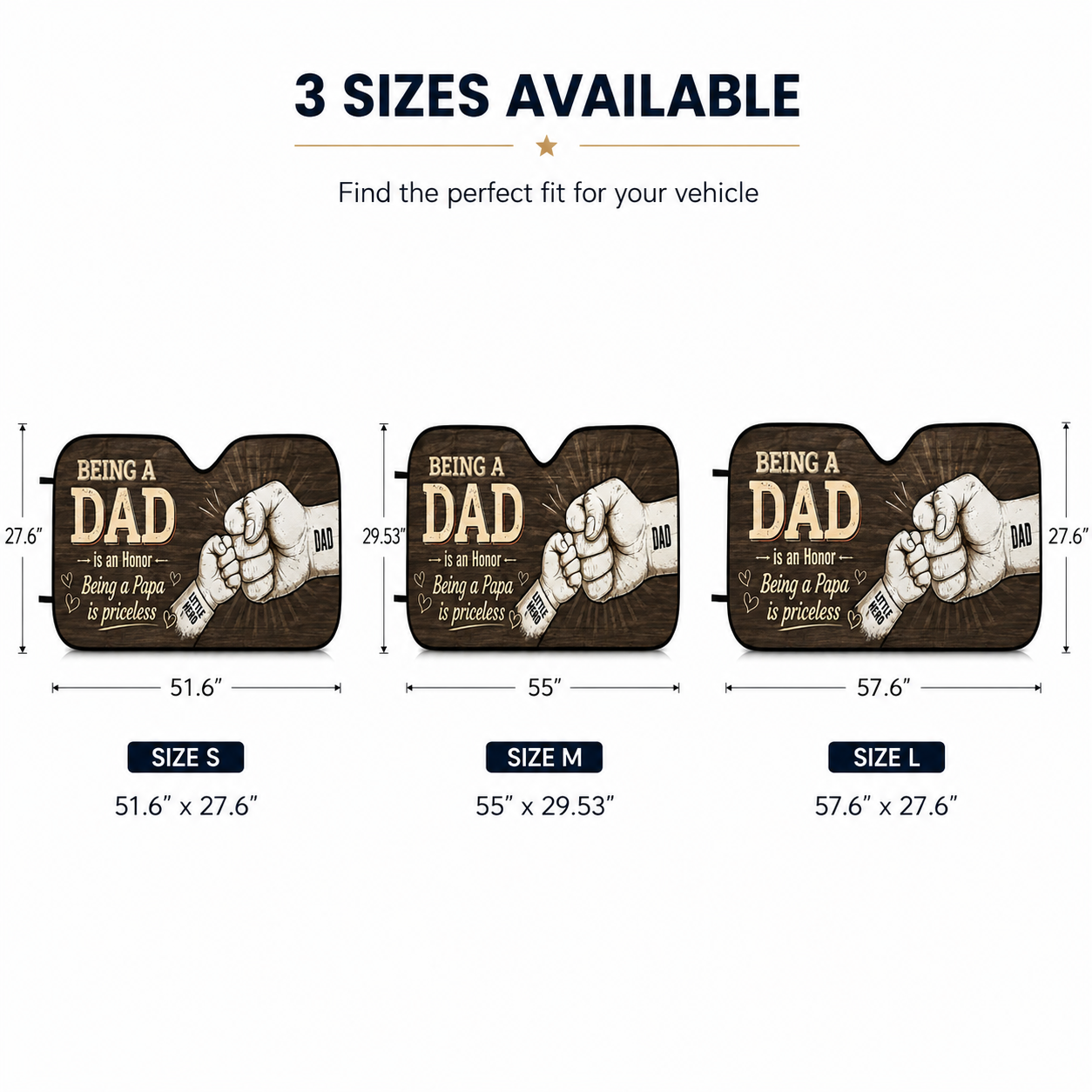Personalized First Dad Car Windshield Sun Shade, Custom Car Sun Shade for Dad, Gift For Dad TOM99
