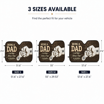 Personalized First Dad Car Windshield Sun Shade, Custom Car Sun Shade for Dad, Gift For Dad TOM99