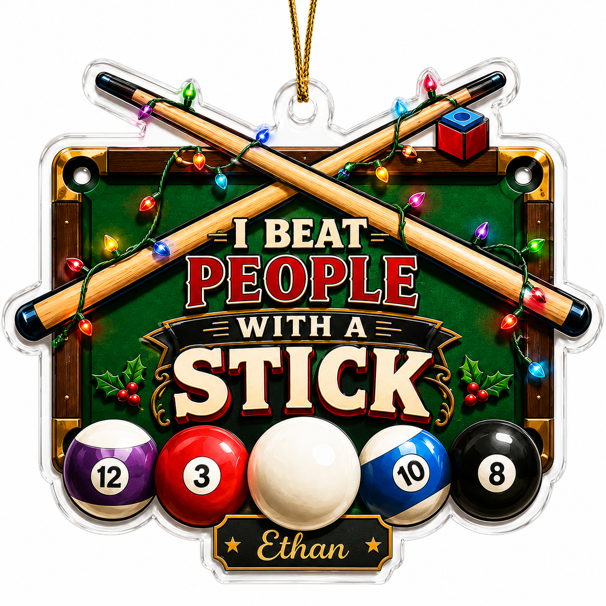 Custom Name Billiards Christmas Lights Acrylic