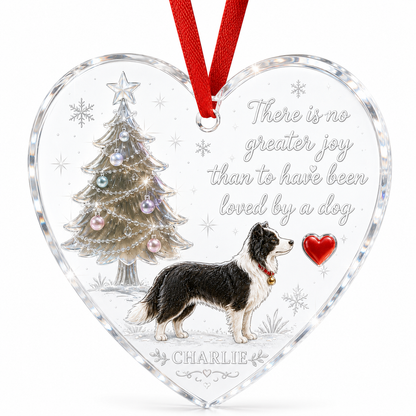 Christmas Glass Dog Border Collie