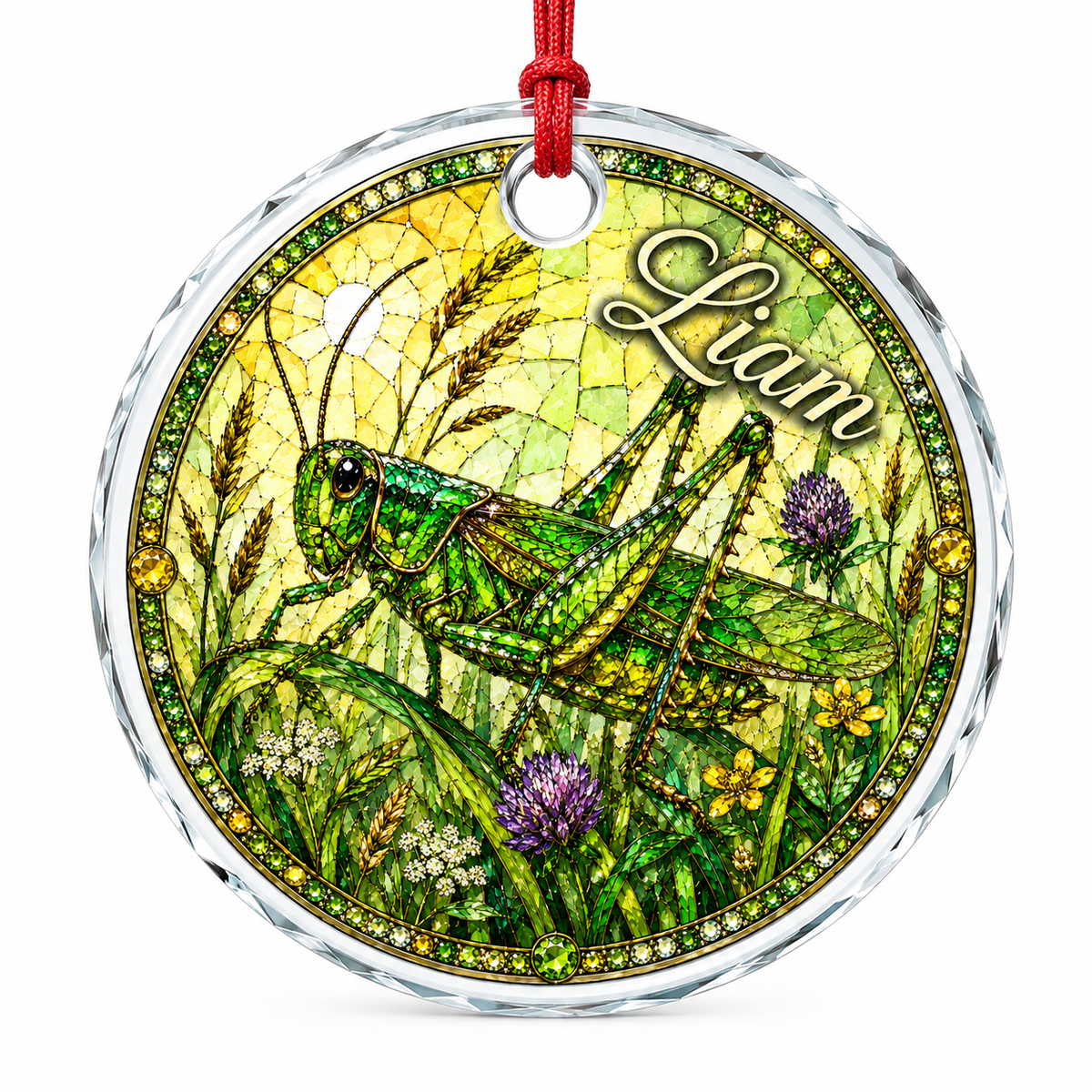 Custom Name Glass Animal Grasshopper
