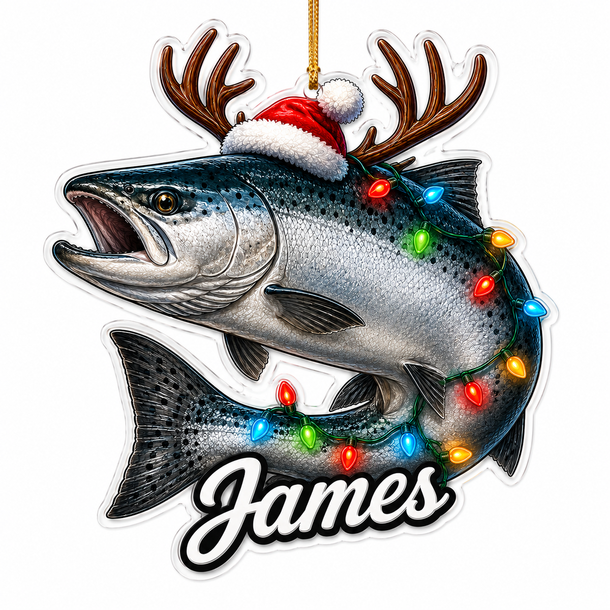Fishing Christmas Lights Atlantic Salmon Acrylic