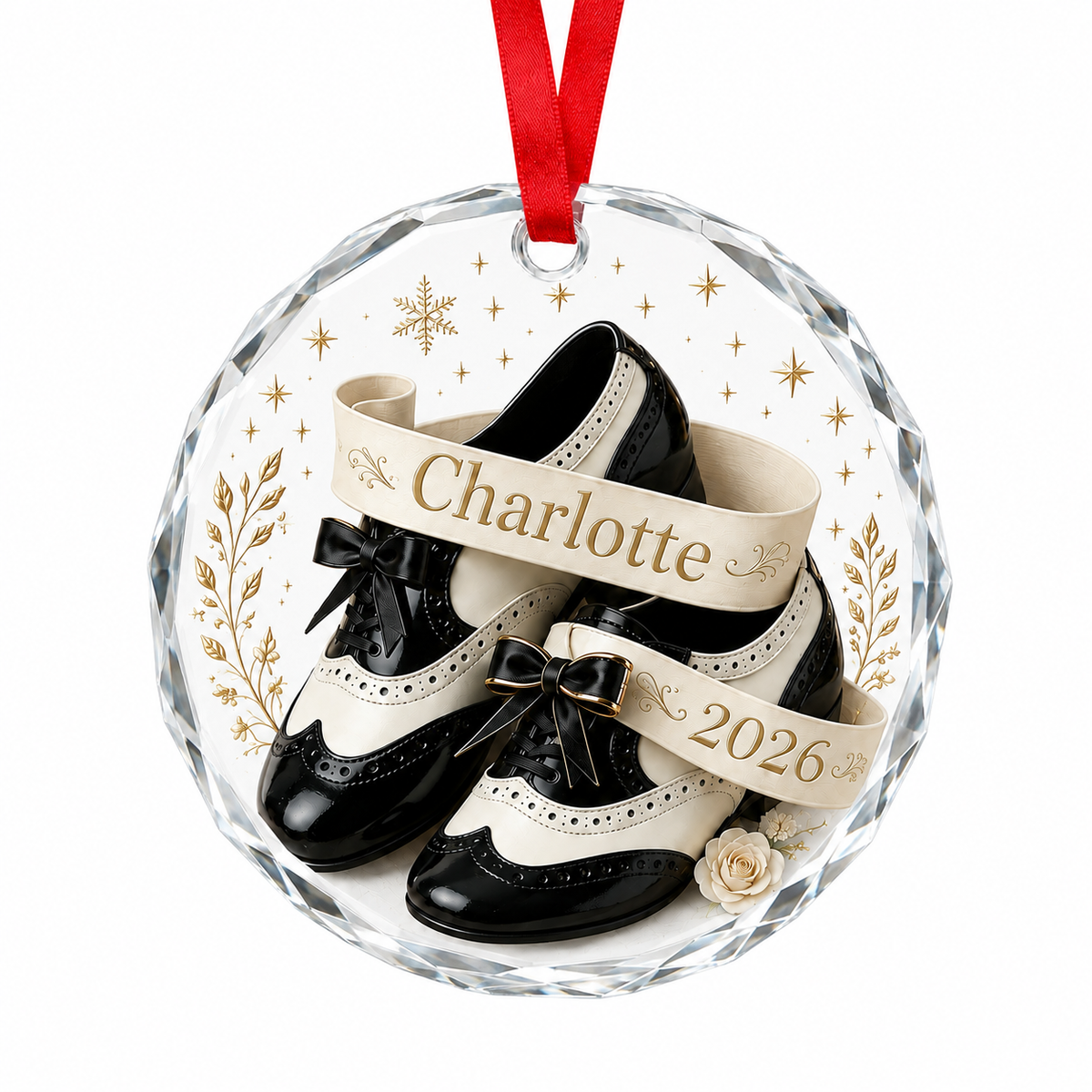Personalized Dancing Glass White Ballet Shoes