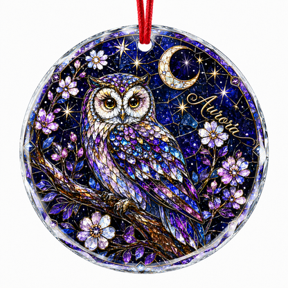 Custom Name Glass Animal Owl