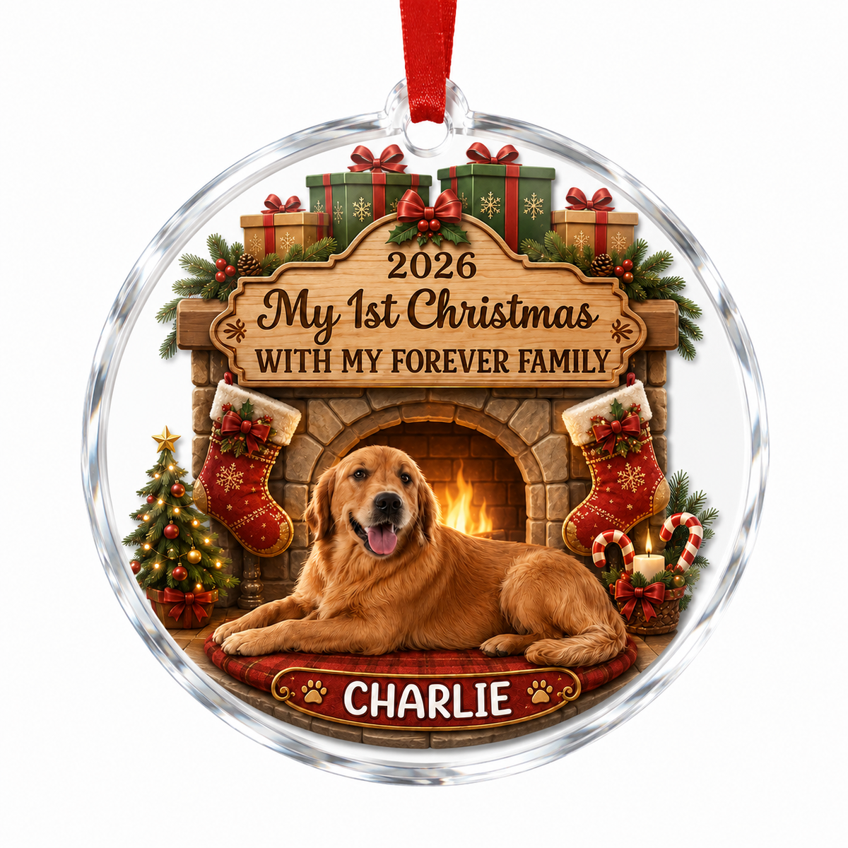 Custom Photo Dog Glass Dog With Christmas Heater
