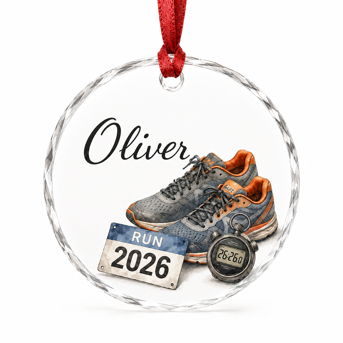 Sport Glass Ornament Running Gear