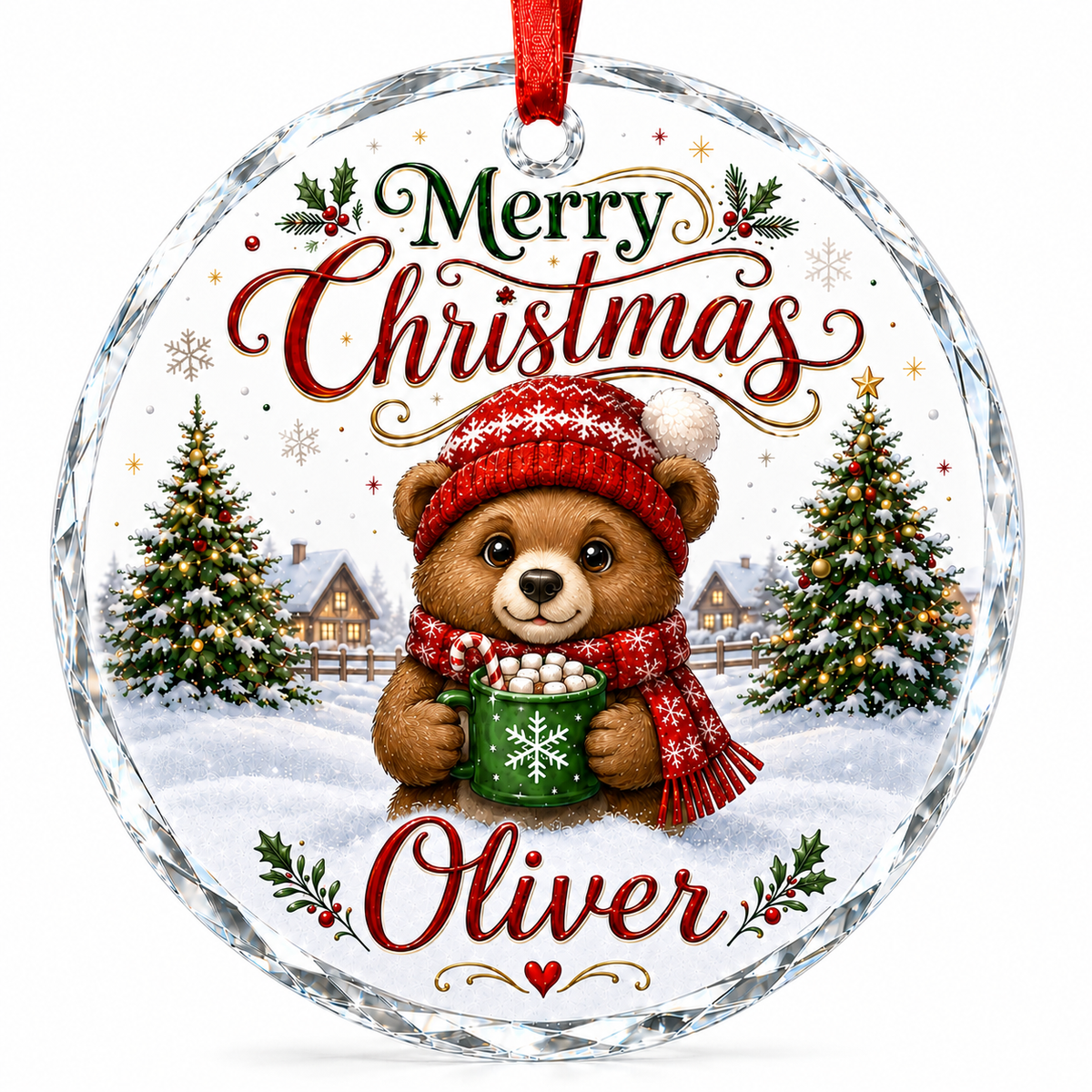 Christmas Glass Animal Bear