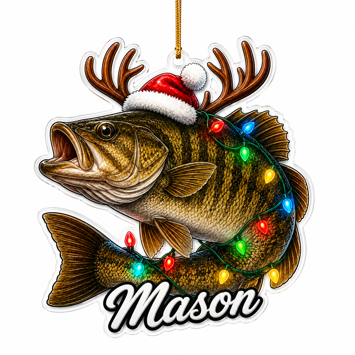 Fishing Christmas Lights Black Bass Acrylic