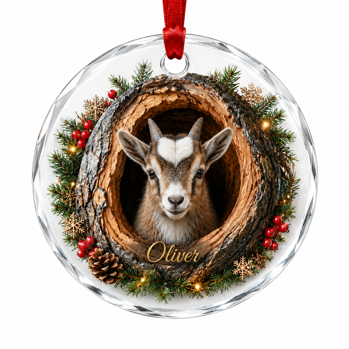 Animal Glass Ornament Tree Hollow Goat
