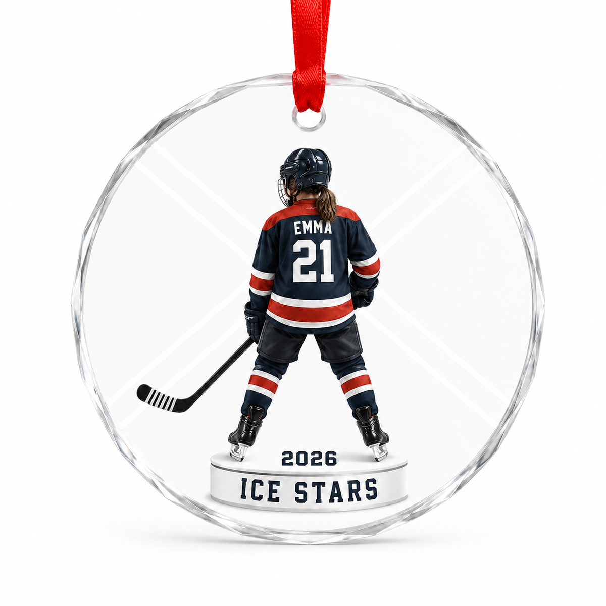 Custom Photo Sport Glass Ornament Hockey Personalised Display