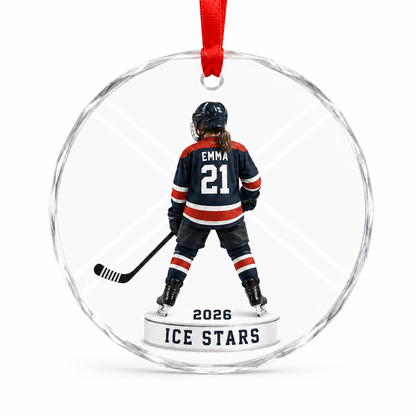 Custom Photo Sport Glass Ornament Hockey Personalised Display