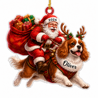 Santa Claus and Dog Cavalier King Charles Spaniel
