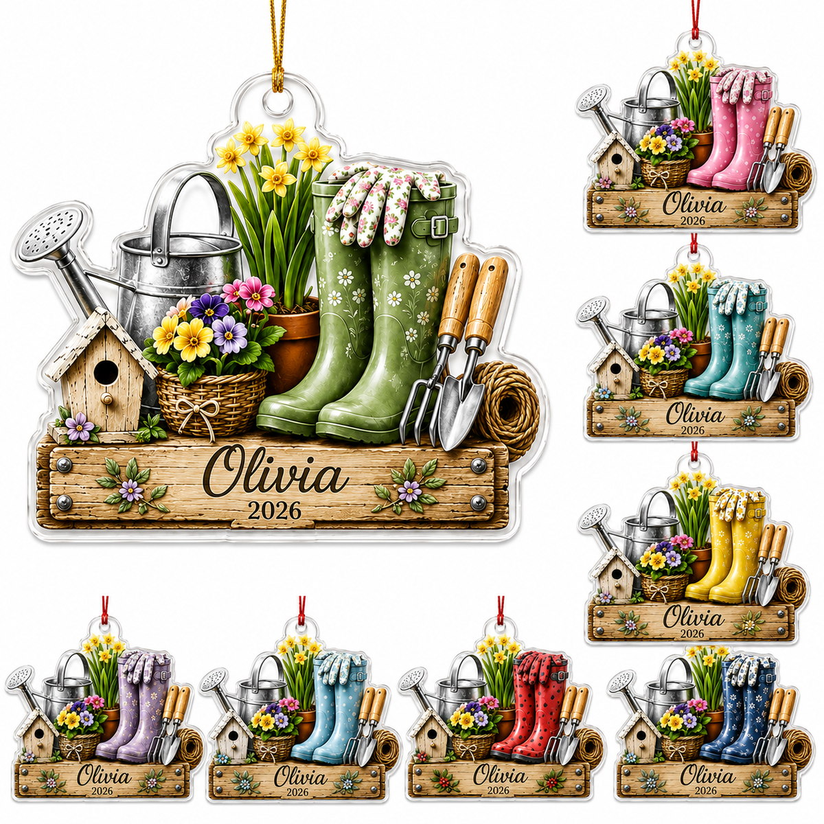 Custom Gardening Boots And Tools Acrylic