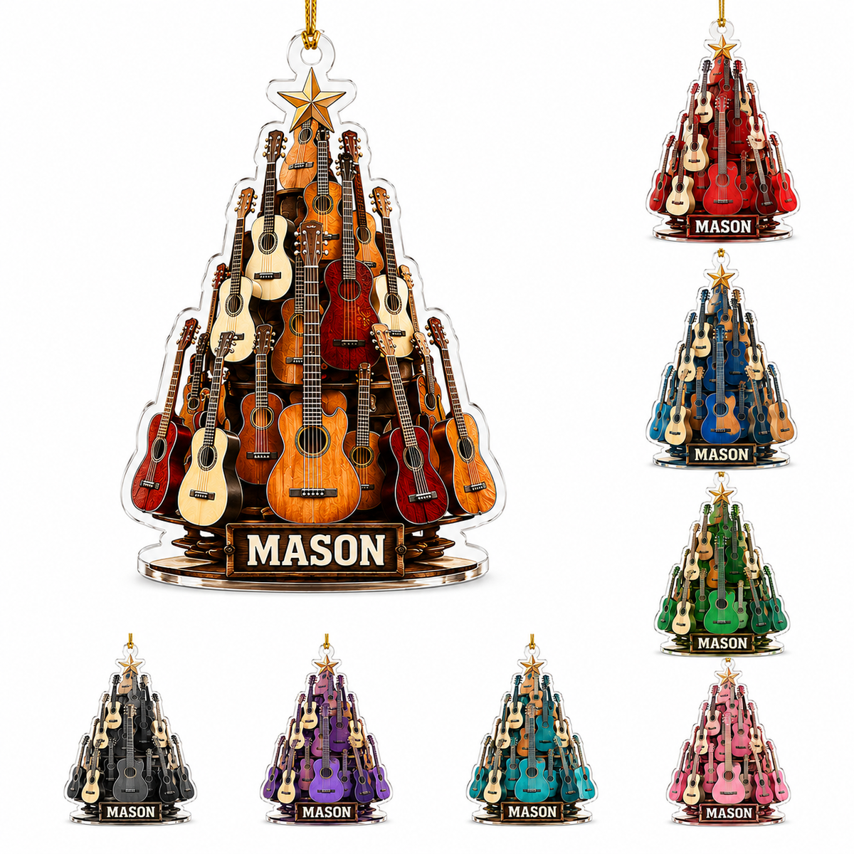 Guitar Custom Name Acrylic - Multi Guitar Christmas Tree