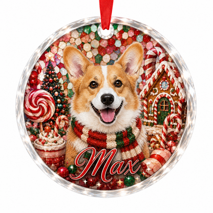Custom Photo Dog Glass Dog With Gingerbread House