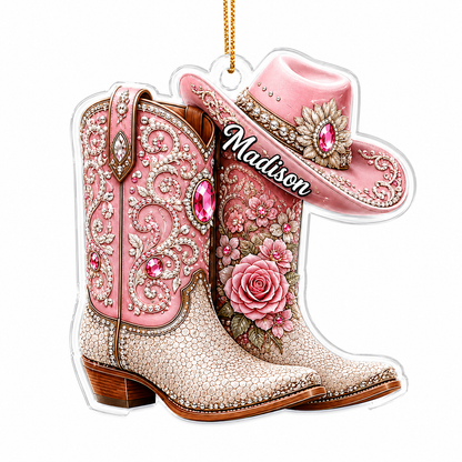 Personalized Boost Pink Jewel Cowgirl Acrylic