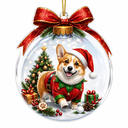 Dog Santa Bauble Ball Pembroke Welsh Corgi
