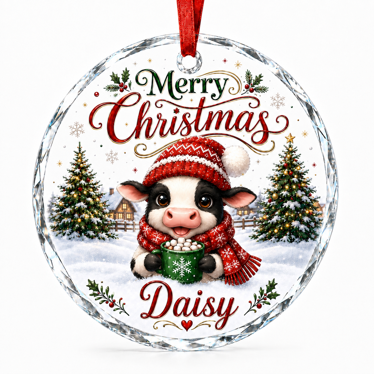 Christmas Glass Animal Cow