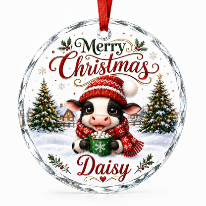 Christmas Glass Animal Cow