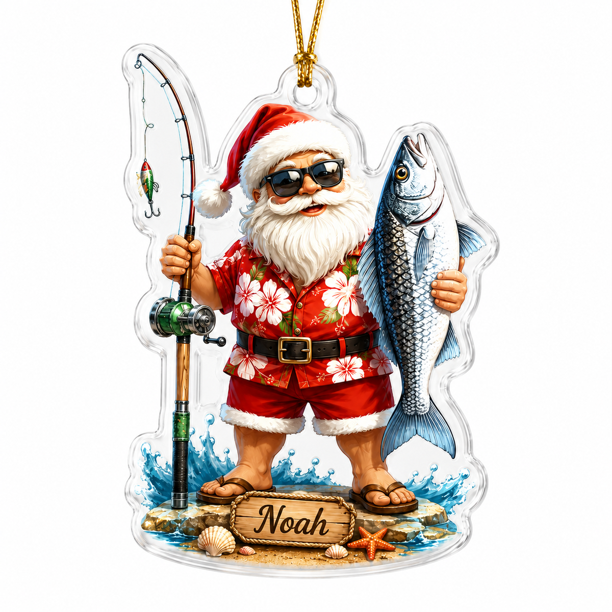 Personalized Fishing Santa Acrylic
