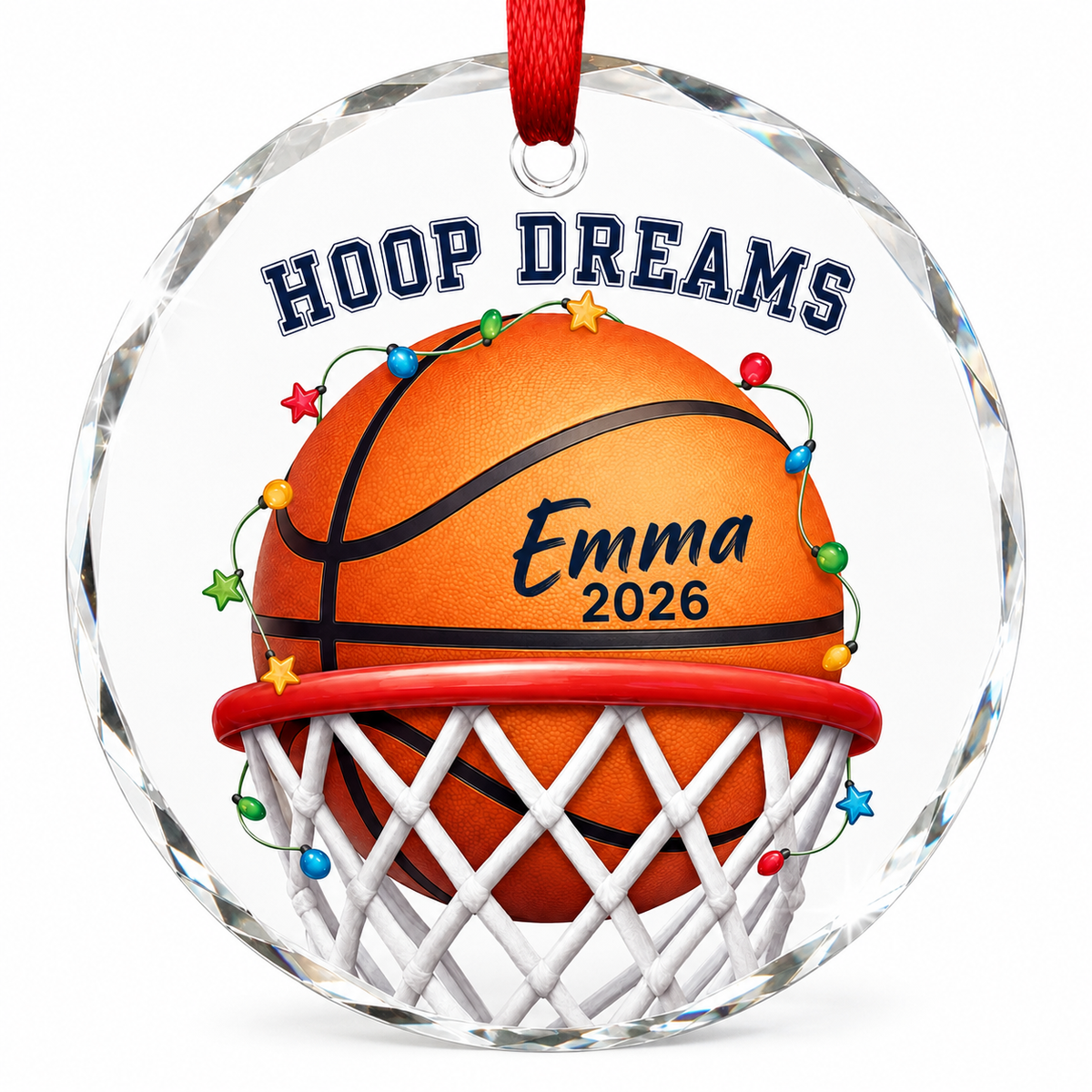 Basketball Glass Ornament - Hoop Dreams